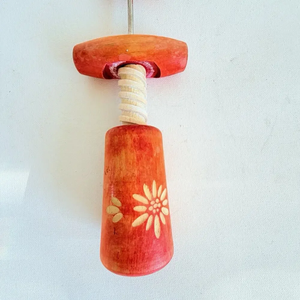 Vintage Jobin Brienz Switzerland Wooden Corkscrew Wine Bottle Opener Folk Art
